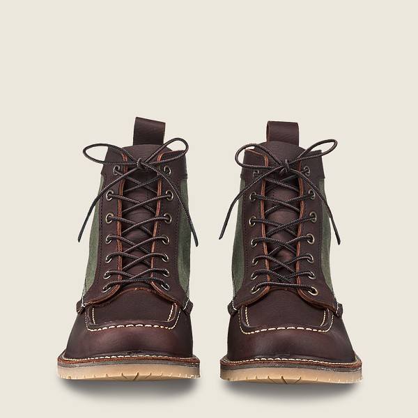 Red Wing Heritage Bot Erkek - Weekender Kanvas Moc - 6-Inch Oil-Slick Deri - Koyu Kahverengi - 74ZEU